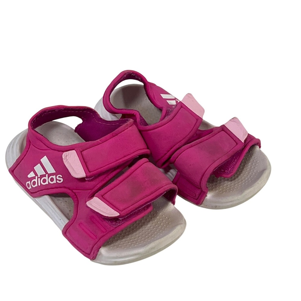 Adidas Kids Dark Pink Adjustable Sandals Sporty Comfort Vacation Baby Girls 6c